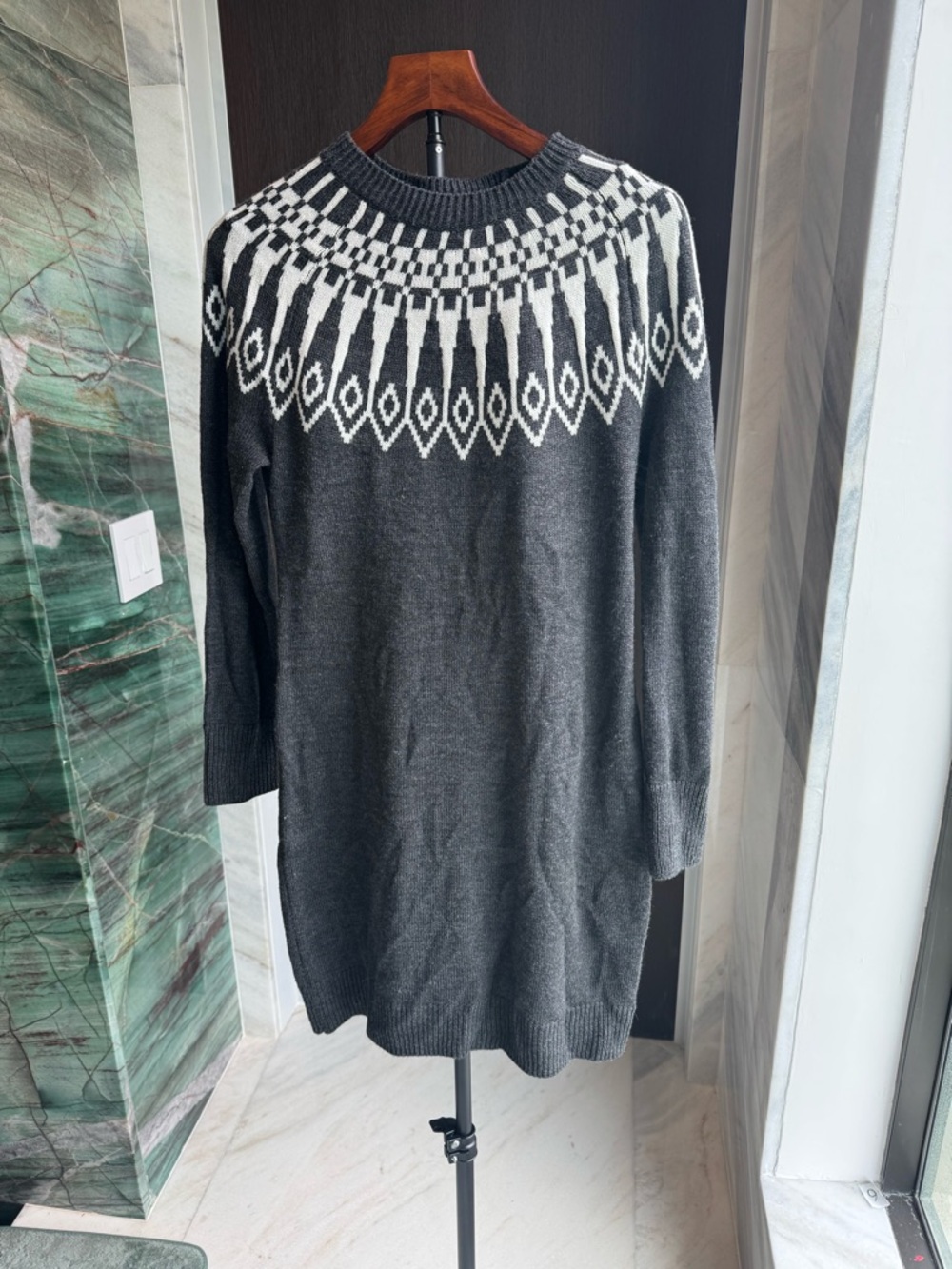 Tommy Hilfiger Women’s Charcoal Gray Knit Yoke Sweater Dress - Picture 3 of 3